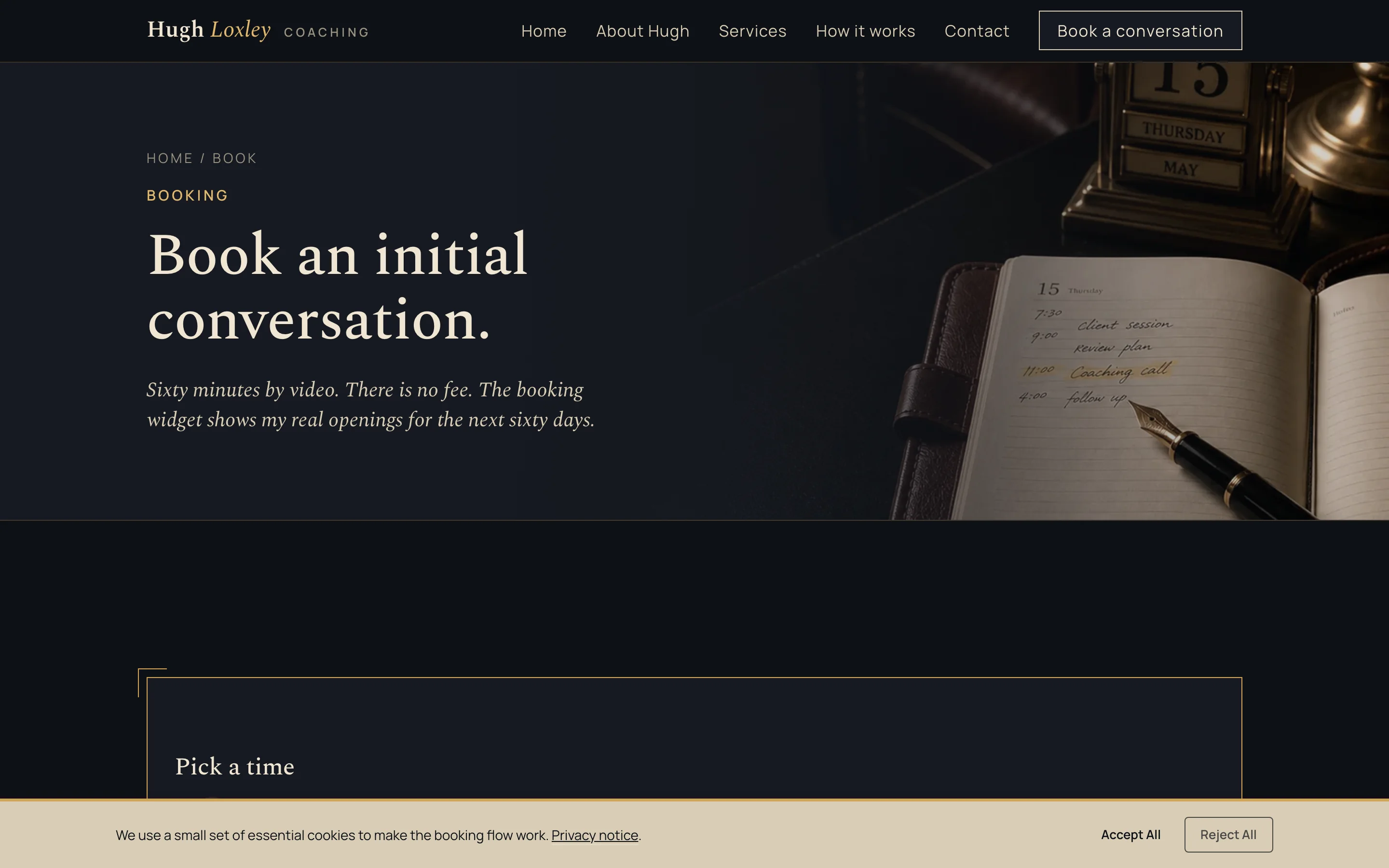 Book an initial conversation screenshot
