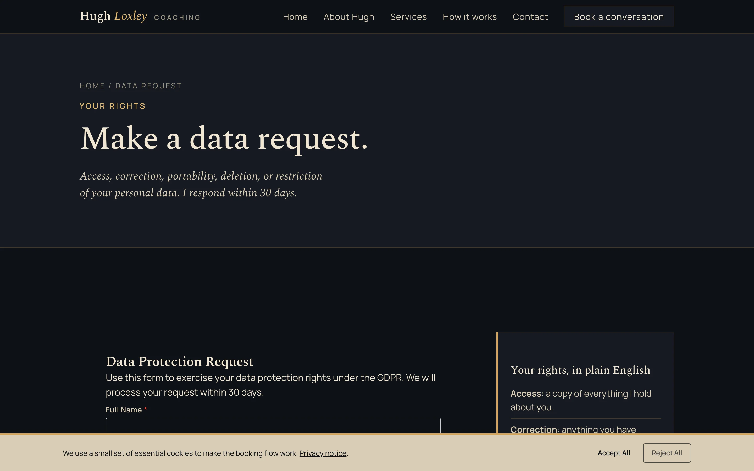 Make a data request screenshot