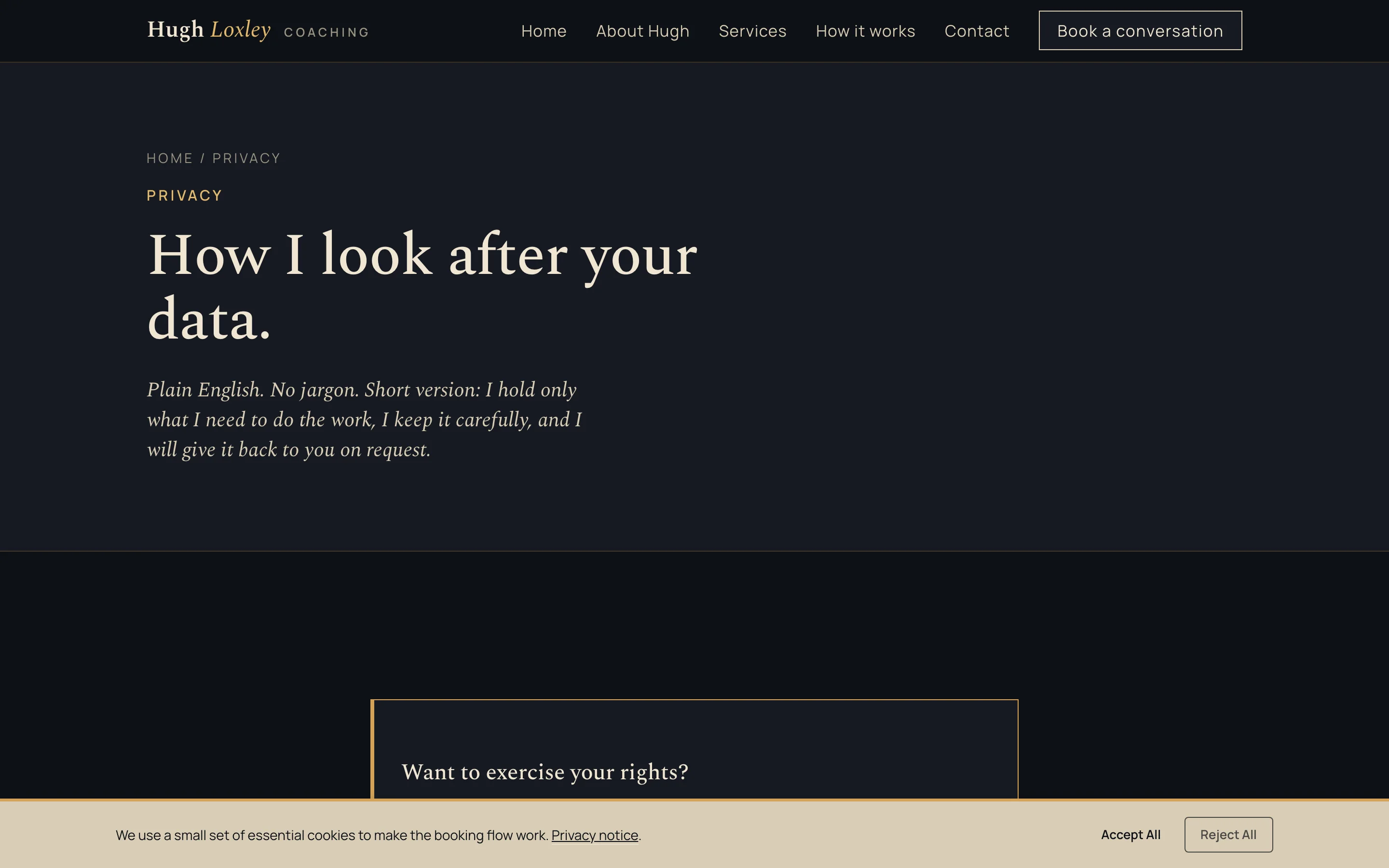 Privacy notice screenshot
