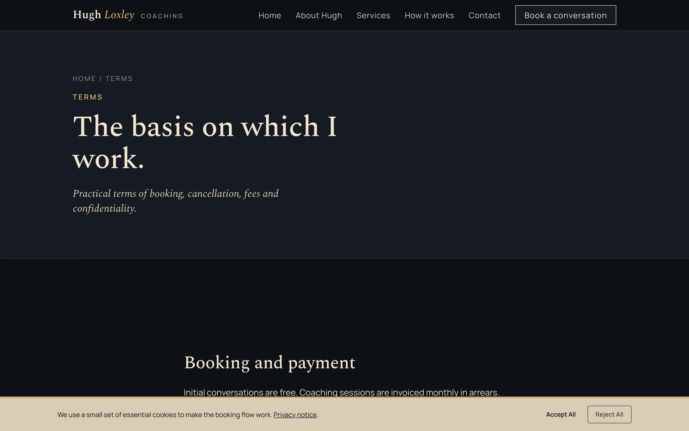 Terms of engagement screenshot